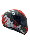 AXXIS DRAKEN S TROOPER E5 MAT KIRMIZI  DESENLİ MOTOSİKLET KASKI ÇİFT VİZÖRLÜ