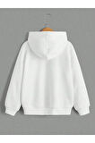 Kız\Erkek Çocuk Beyaz Kırmızı Brooklyn Baskılı Kapşonlu Sweatshirt