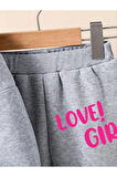 Kız Çocuk Love Gırl Baskılı Kapüşonlu Sweatshirt Eşofman Takımı