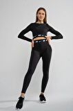 NSW Club Yüksek Bel Leggings Kadın Siyah Tayt CNG-STORE
