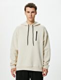Oversize Hoodie Fermuar Cepli Dikiş Detaylı Uzun Kollu