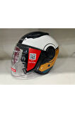 KASK LS2 AIRFLOW 2 COVER SİYAH-BEYAZ-GOLD PARLAK