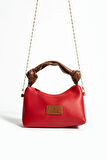 Kadın Soft Deri Düğüm Detaylı Kulplu Zincir Askılı Mini El Omuz Baget Çanta