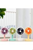Yuvarlak Kademeli Yase Şarjlı Mini Fan Vantilatör 1200 Mah Bataryalı Güçlü Soğutucu