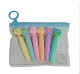 Kilitli Poşet Şekerleme Başlıklı Mini Fosforlu Kalem 6 lı (XYH-306)