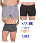 Berrak 1097 (Karışık renk) 3 Pamuklu 6 ADET Likralı Rahat Erkek Boxer Paçalı Külot