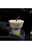 2li Set Pratik Pipetli Bardaklı Pop Corn Kovası Atıştırma Çerez Tabağı Kuruyemiş Patlamış Mısır Cips