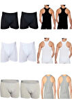 Erkek 6 Adet Sporcu Atlet 6 Adet Elastan Boxer - 12li Paket