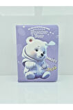 puffy pofuduk mor ayıcıklı not defteri 3D kabartmalı  12*18 96yp