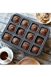 İVORY 12'li Yanmaz Yapışmaz KARE Muffin & Cupcake Brownie Kek Kalıbı 35cm x 27 cm