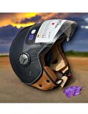 Sway 701 Deri Kaplı Yarı Camlı Elektrikli Bisiklet Motosiklet Scooter Kaskı 2XL Beden Siyah