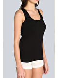 Tutku 0136 (5-NO-2XL) 1 ADET Kadın Ribana %100 Pamuk GENİŞ Askılı Atlet siyah