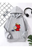 Çocuk Kapüşonlu Baskılı Sweatshirt