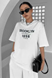 LUNAVISTA 1898 Brooklyn Beyaz Oversize Salas Boyfriend Kadın T-shirt