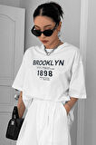 LUNAVISTA 1898 Brooklyn Beyaz Oversize Salas Boyfriend Kadın T-shirt