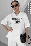 LUNAVISTA 1898 Brooklyn Beyaz Oversize Salas Boyfriend Kadın T-shirt