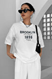 LUNAVISTA 1898 Brooklyn Beyaz Oversize Salas Boyfriend Kadın T-shirt