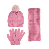 Kitti 9-15 Yaş Kız Çocuk Atkı Bere Eldiven İçi Polarlı 3'lü Takım 24180-02