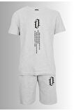 Dikey Baskılı Şort ve Tişört Takımı
