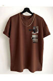 New Moment T-Shirt - Turuncu Baskılı Oversize Bisiklet Yaka garalio