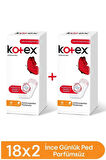 Kotex İnce Günlük Ped Parfümsüz 18li 2li Set