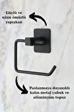 Kare Yapışkanlı Siyah Açık Tuvalet Kağıtlığı Wc Kağıtlık Tutucu