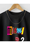 Unisex Brooklyn Siyah Oversize Bisiklet Yaka Baskılı T-shirt