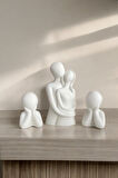 Sarılan Aile Dekoratif Obje Biblo (11 cm-6 cm) Beyaz