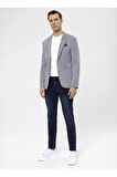 Süvari Slim Fit Mavi Erkek Armürlü Ceket CT2021600290