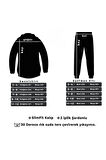 Unisex Çocuk Siyah Kapüşonlu Sweatshirt ve Eşofman Altı Takımı Düz Baskısız
