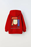 Kapüşonlu İçi Polar Updated Simplicity Baskılı Kırmızı Unisex Çocuk Hoodie Sweatshirt