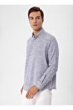Süvari Regular Fit Düğmeli Yaka Düz Lacivert Erkek Gömlek Gm1008300078