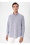 Süvari Regular Fit Düğmeli Yaka Düz Lacivert Erkek Gömlek GM1008300078