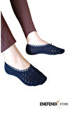 BABET ÇORAP 2 ÇİFT KADIN MERSERİZE DANTELLİ FİLE PAMUKLU GÖRÜNMEZ ÇORABI LACİVERT GRİ