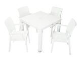 Mandella Elit Rattan 90x90 Elit Koltuk Masa Takımı BEYAZ