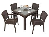 Mandella Elit Rattan 90x90 Zeus Koltuk Camlı Masa Takımı KAHVERENGİ