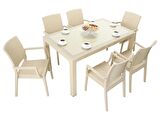Mandella Elit Rattan 90x150 Elit Koltuk Camlı Masa Takımı ÇÖLBEJİ
