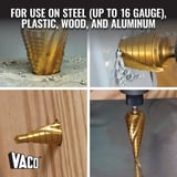 Klein Tools 25951 Elektrikçi Kademeli Matkap Ucu Seti, Spiral Çift Oluklu, Titanyum Nitrür Kaplama, 
