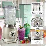 Ariete Vintage Cam Blender Bej 0583/03-1,5 Litre Kapasiteli Cam Sürahi, 4 Hız Kademesi, Pulse Özelli