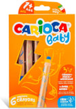 Carioca 3 In 1 Jumbo Bebek Ahşap Gövdeli Boya Kalemi 6'Lı,Kalemtraş Hediyeli