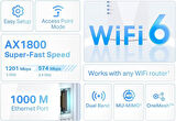 Tp-Link Re600X, Ax1800 Mbps Onemesh Wi-Fi 6 Menzil Genişletici, 1 Gigabit Bağlantı Noktası, Dahili A