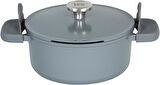 Berghoff Leo Phantom Kapaklı Yapışmaz Tencere 24 Cm Ve Kızartma Tavası 24 Cm Smoked Grey