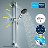 Grohe Vitalio Start 110 Sürgülü Duş Seti, 110Mm Yuvarlak 1 Akışlı El Duşu, 600Mm Sürgülü Ray, 1750Mm