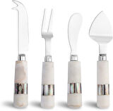 Jumbo Romano Mermer Peynir Servis Seti Beyaz