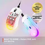 Steelseries Aerox 3 Snow Ultra Hafif Gaming Mouse 8,500 Cpi Truemove Core Optik Sensör, Beyaz, 59 Gr