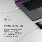 Belkin Boostcharge Usb-C - Usb-C Şarj Kablosu, Hızlı Şarj Kablosu, 240 W Power Delivery, Usb-If Sert