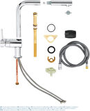 Grohe Eviye Bataryası Spiralli 2 Fonksiyonlu Minta Krom- 30274000