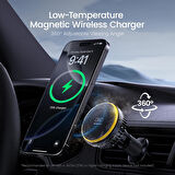 Aohi Kendinden Soğutmalı Magsafe Araç Montaj Şarj Cihazı, 15 W Kablosuz Manyetik Telefon Tutucu Süpe