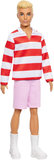 Barbie Fashionistas Ken Bebek Kırmızı Beyaz Polo Tişörtü, Pembe Şortu, Uzun Beyaz Çorapları Ve Spor 