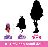 Barbie Bordo Saçlı Ekstra Mini Mini Bebek, Kırmızı Fırfır Elbise, Güneş Gözlüğü Ve Aksesuarları Ve S